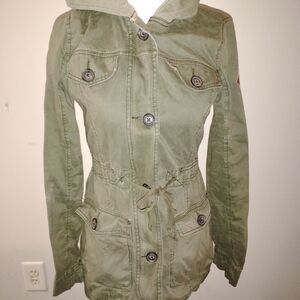 Hollister Olive Utility Drawstring Jacket